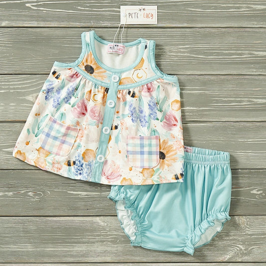 Bee Kind Baby Girls 2 Piece Bummie Set